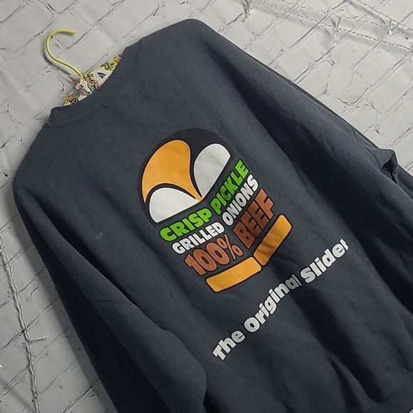 White Castle Fast Food Slider Graphic Dark Gray Pullover Employee Mens Size 3XL - Picture 6 of 17